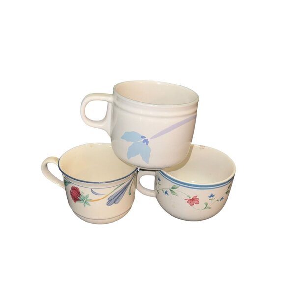 Set Of 3 Vintage Floral Coffee Mugs By Lenox Newcor & Studio Nova - Picture 1 of 8